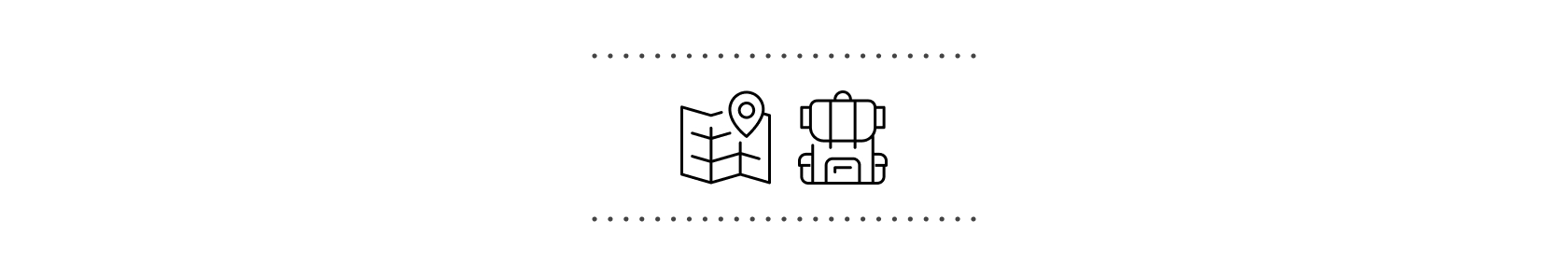 iconen van een kaart en backpack
